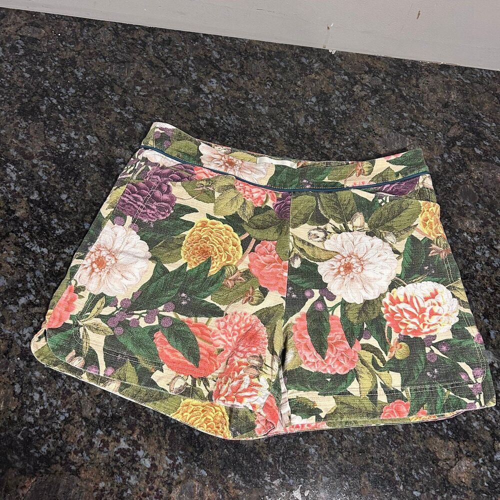 Anthropologie Elevenses Shorts Floral Bloom Side Zip Pockets Size 4